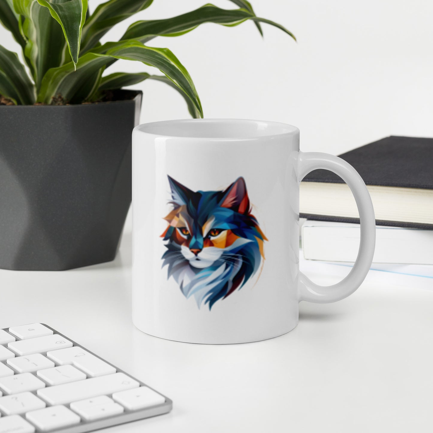 White Cat glossy mug